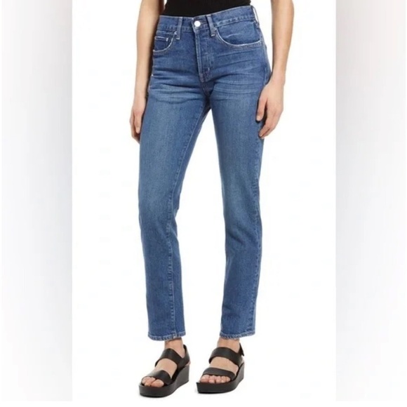 NWT Edwin Hana Organic Cotton High Rise Straight Leg Jeans In Blue Horizon
